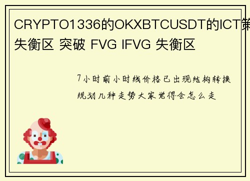 CRYPTO1336的OKXBTCUSDT的ICT策略 失衡区 突破 FVG IFVG 失衡区 