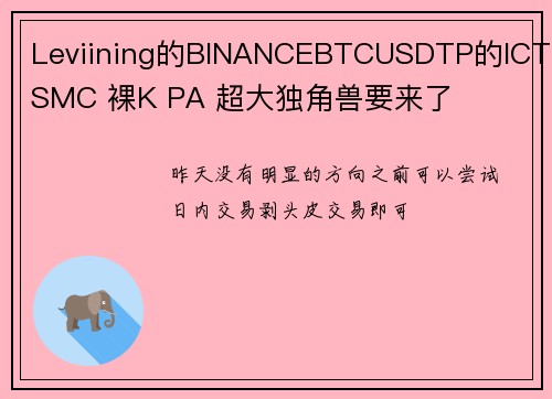 Leviining的BINANCEBTCUSDTP的ICT SMC 裸K PA 超大独角兽要来了